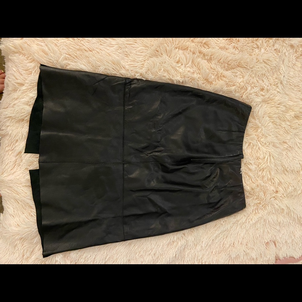 Bebe Black Genuine Leather Skirt
